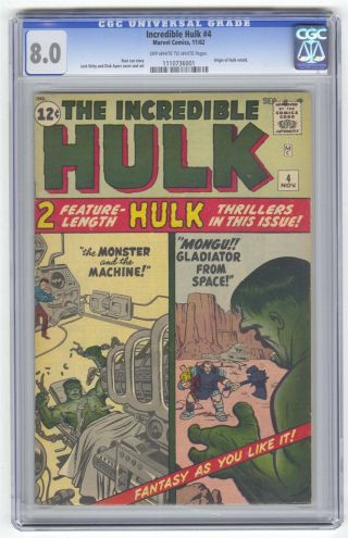 Incredible Hulk 4 Cgc 8.  0 Marvel Comic Origin Retold Silver Age 12c