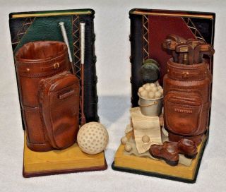 Golf Bag Club Ball Shoes Bookends Book Ends Golfer Golf Sports Or Door Stop