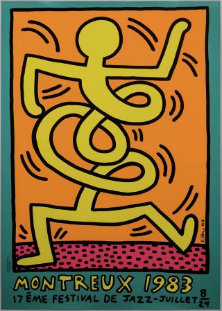 Keith Haring,  1983,  Montreux Jazz Festival,  Screen - Print Poster