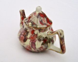 Vintage Miniature Dollhouse Christmas Porcelain Tea Pot 2 1/4 