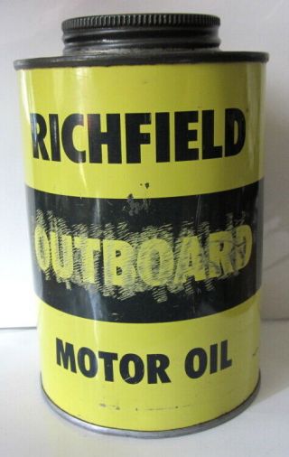 Vintage Richfield Outboard Motor Oil 1 Qt Metal Can