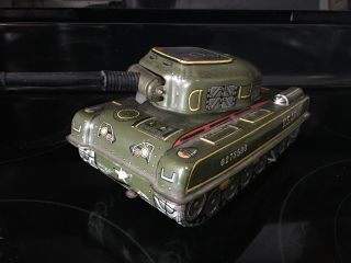 Vintage Us Army Tank Japan Battery Operated Tin Litho Toy.