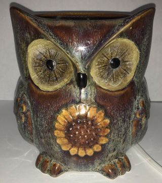 Owl With Sunflower Ceramic Lamp Or Night Light D1