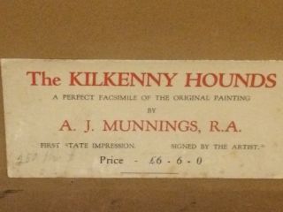 Pencil Signed Sir Alfred Munnings Artist Print “The Kilkenny Hounds” 3