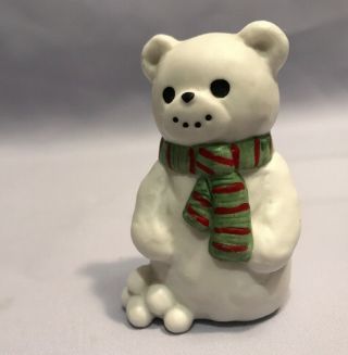 Lucy And Me Christmas Bear Green Red Snowman Snowballs Figure Enesco G19
