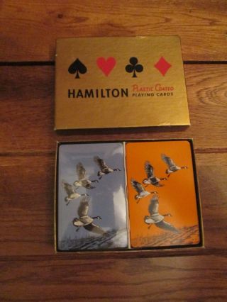 2 Decks Of Vintage Hamilton Playing Cards Geese Flying One Deck Is