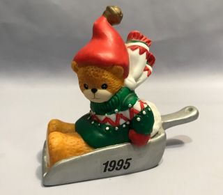 Lucy And Me Christmas Bear Snow Sled Scarf Hat Figure Enesco 1995 G10