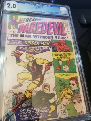 Daredevil 1 Marvel 1964 Cgc (2.  0) Grade - 1st App & Origin Of Daredevil,  Foggy