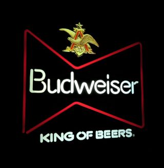 Vintage Budweiser Lighted Sign King Of Beers Light Up Bar Decor18 " X18 "