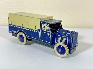 Vintage German Wind - Up Tin Litho Toy Truck N.  194 Blue & White Circa 1940 