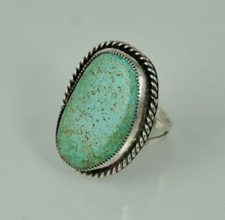 Navajo Turquoise Old Pawn Sterling Silver Vintage Native American Large Ring 8