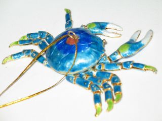 Kubla Cloisonne Articulated Blue Crab.