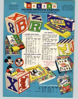 1958 Paper Ad 4 Pg Halsam American Plastic Bricks Toys Skyline Logs Walt Disney