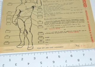 Charles Atlas Vintage Enrollment and Analysis Sheet Health Strength Course 3