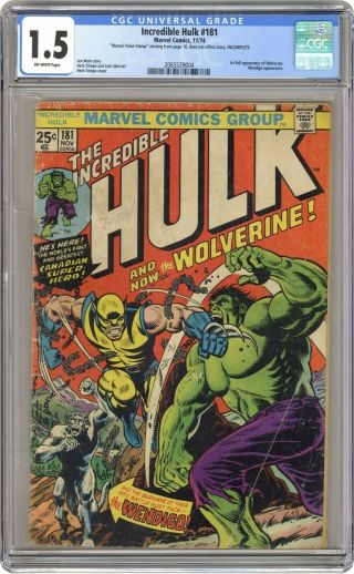 The Incredible Hulk 181 Cgc 1.  5,  Hot Mega Key Issue 1st Full Wolverine
