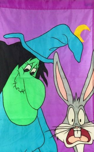 Vintage Looney Tunes Flag Bugs Bunny Witch Hazel Decorative Halloween 1996
