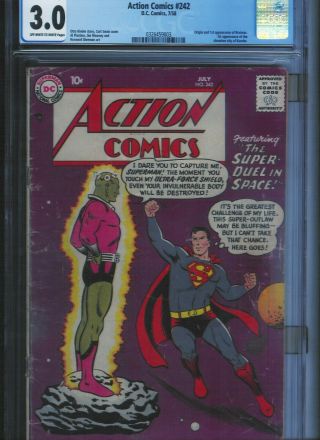 Action Comics 242 Cgc 3.  0 Off White To White Pages.  Unrestored.