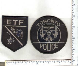 , 1 Subdued Toronto Police Department Patch,  With Etf Tab (ontario)