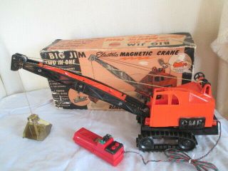 Vintage Big Jim Magnetic Crane W/box Old Construction Toy