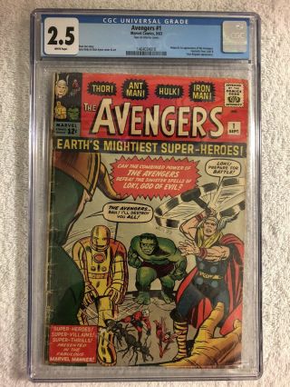 Avengers 1 Cgc 2.  5 White Pages 1st Appearance Of The Avengers