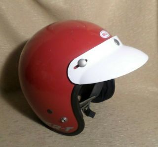 Vintage Bell Rt Helmet / Bell Motorcycle Helmets / Red 7 1/2 W/ Visor 1980 