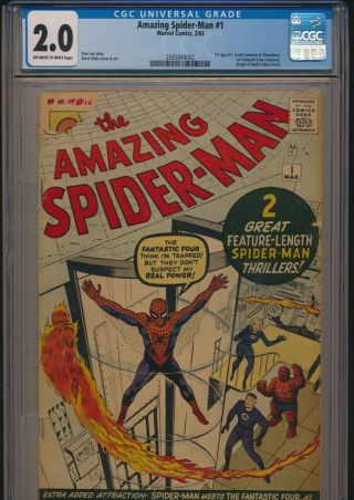 Marvel Spider - Man 1 1963 Cgc 2.  0 1st J Jonah Jameson Unrestored Origin
