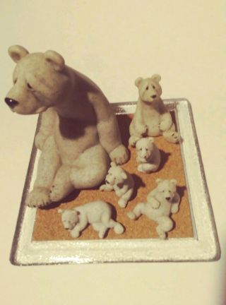 Quarry Critters Bear By Second Nature Design 2000 5 " Bud Bear Statue 6 Bear Set