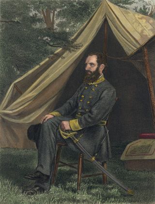 General Thomas " Stonewall " Jackson Hand Colored 1866 Engraving Thomas Nast Pinx