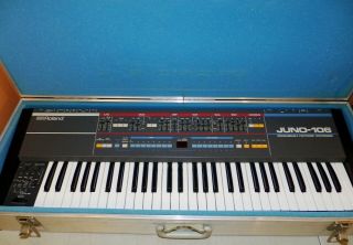 Vintage Roland Juno 106 Keyboard Synthesizer With Custom Calzone Steel Case