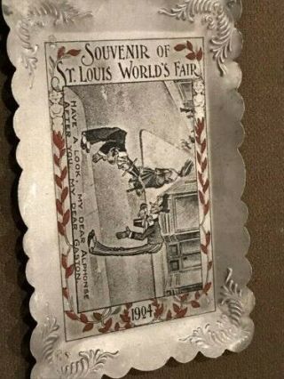 1904 World’s Fair St.  Louis Exposition Novelty Humor Metal Tin Tray