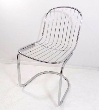 Vintage Mcm Metal Chrome Cantilevered Wire Chair