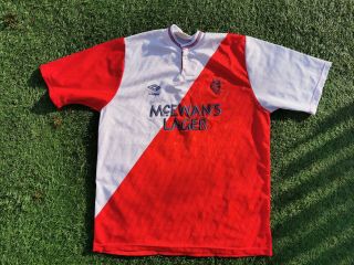 Glasgow Rangers 1987 1988 Away Umbro Vintage Football Shirt - Large