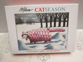 B Kliban Catseason Christmas Card Assortment Box 20 4 Designs 6.  75 X 4.  75