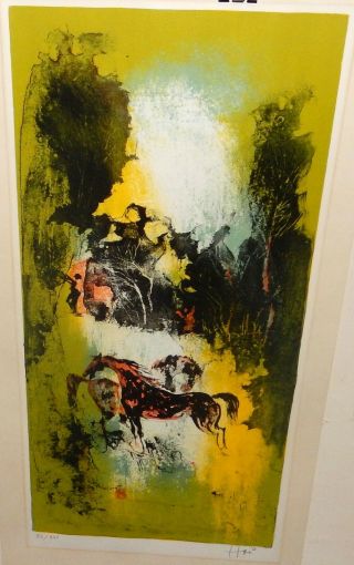 Lebadang (hoi) Horse Landscape Limited Edition Hand Signed Lithograph With C.  O.  A