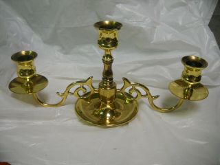 Vintage Baldwin 11 " Brass 3 Candle Candleabra / 11 " Wide And 5 " Tall At Tallest