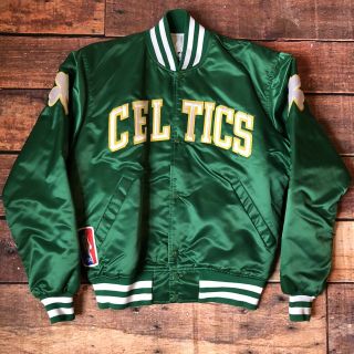 Vintage Boston Celtics Starter Satin Jacket Made In Usa Medium Nba Varsity