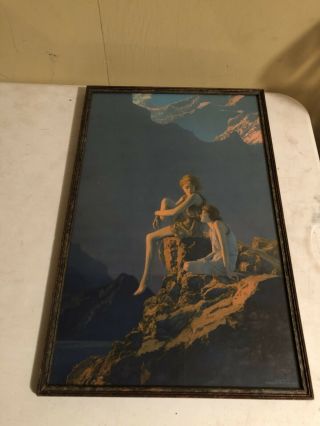 Large Size Contentment Copyright Maxfield Parrish 1927 Frame 14 3/4” X 22 5/8”