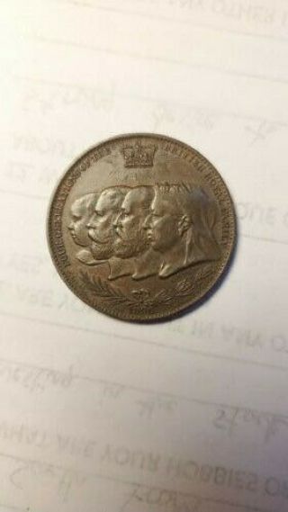 Queen Victoria Four Generations / Remington Typewriter Medal 1896 Bronze 31mm