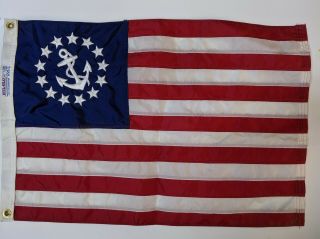 Vintage 17 X 25 Nylon Nautical Flag Boat Yacht Ensign Double Sided Embroidered