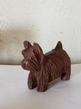 Vintage Scotty Scottie Scottish Terrier Hand Carved Wooden Figurine
