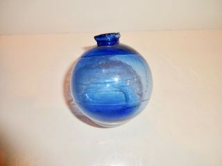 Vintage Glass Target Ball Cobalt Blue 3 Piece Mold Hunting
