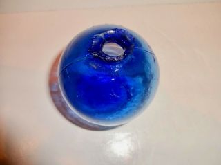 VINTAGE GLASS TARGET BALL COBALT BLUE 3 PIECE MOLD HUNTING 2