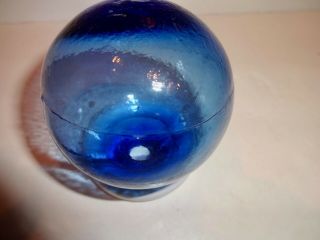 VINTAGE GLASS TARGET BALL COBALT BLUE 3 PIECE MOLD HUNTING 3