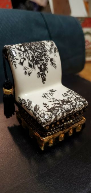 Mud Pie Porcelain Chair Hinged Trinket Box