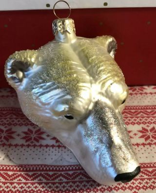 Polar Bear Head Mercury Glass Christmas Discovery Channel Ornament
