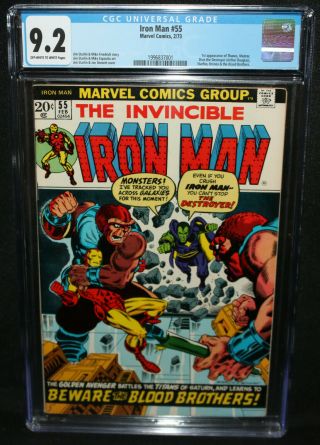 Iron Man 55 - 1st App Of Thanos And Drax The Destroyer - Cgc Grade 9.  2 - 1973