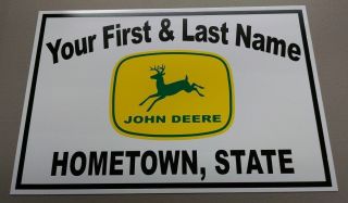 Personalized John Deere (4 - Legged Leaping Deer) Tractor Aluminum Name Sign