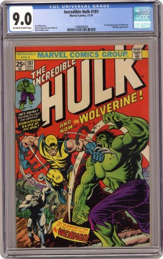 Incredible Hulk 181 Cgc 9.  0 1974 1488666004 1st App.  Wolverine (full Non - Cameo)
