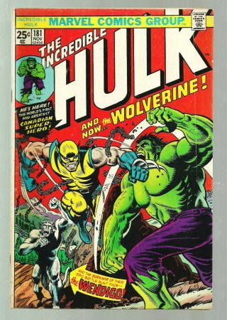 The Incredible Hulk 181 (nov 1974,  Marvel) 1st App Wolverine