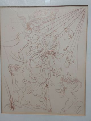 A Vintage Salvador Dali Copper Plate Etching Signed in Plate 3